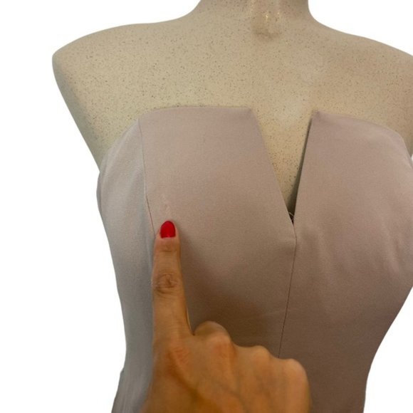 VERA WANG 'White' Bridesmaid Prom V-Wire Crepe Mermaid Dress Light Mauve Size 4 - Picture 3 of 14